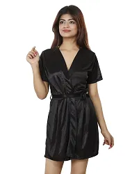 Nivcy Women Satin Comfortable V-Neck Nightwear/Robe Dark Green-thumb4