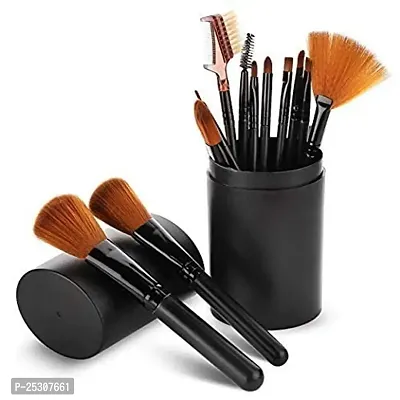 FAVORU. Beauty Professional Makeup Brush Set - 12 Pcs Face Makeup Brushes Makeup Brush Set (Black)