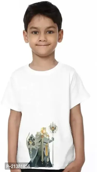 Comfortable White Cotton Blend Tees For Boys-thumb0