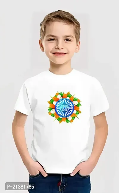 Comfortable White Cotton Blend Tees For Boys-thumb0