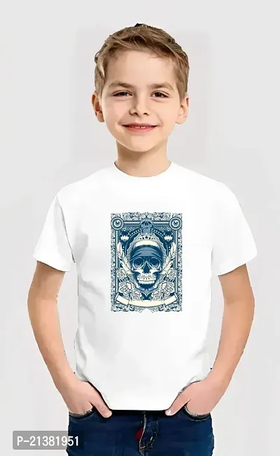 Comfortable White Cotton Blend Tees For Boys