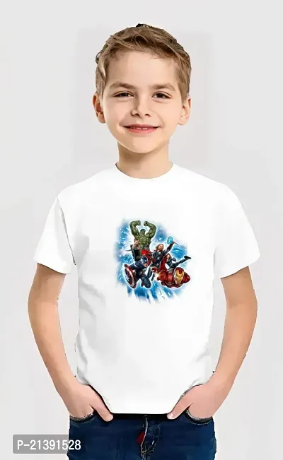 Comfortable White Cotton Blend Tees For Boys