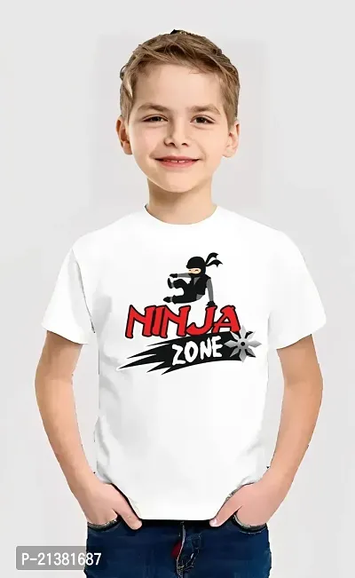 Comfortable White Cotton Blend Tees For Boys