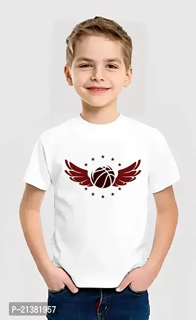 Comfortable White Cotton Blend Tees For Boys