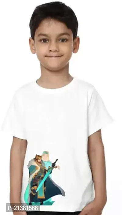 Comfortable White Cotton Blend Tees For Boys