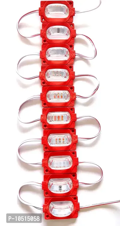 Steko 10 Pieces {RED} DC 12 Volt 1.5 Watt 3 LED Half Tyre Shape Waterproof LED Module Light Lamp Bulb Multipurpose Use For Home, Temple, Bike, Car Decoration DIY Projects, Hobby Kit