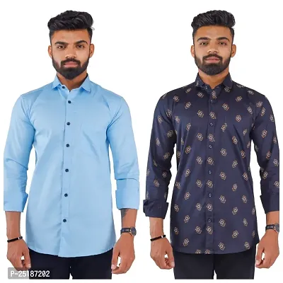 Stylish Fancy Cotton Casual Shirts For Men Pack Of 2-thumb0