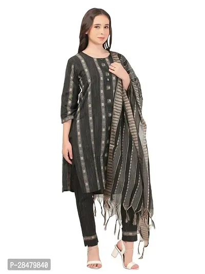 Trendy Cotton Kurta With Bottom And Dupatta Set For Women-thumb0