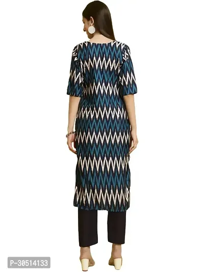 Beautiful Crepe Blue Printed Kurta For Women-thumb2