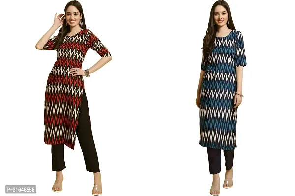 Stylish Multicoloured Crepe Kurta For Women Pack of 2-thumb0