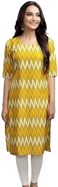 Chevron Zigzag  Yellow Printed American Crepe Kurti-thumb3