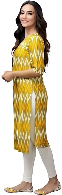 Chevron Zigzag  Yellow Printed American Crepe Kurti-thumb1