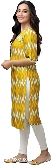 Chevron Zigzag  Yellow Printed American Crepe Kurti-thumb2