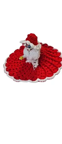 Sid pari saller Laddu Gopal Ji Handmade Woolen Dress with Cap Red Colore  Size (0,1)-thumb1