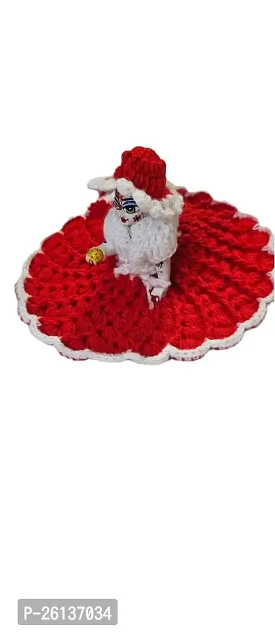 Sid pari saller Laddu Gopal Ji Handmade Woolen Dress with Cap Red Colore  Size (0,1)-thumb2