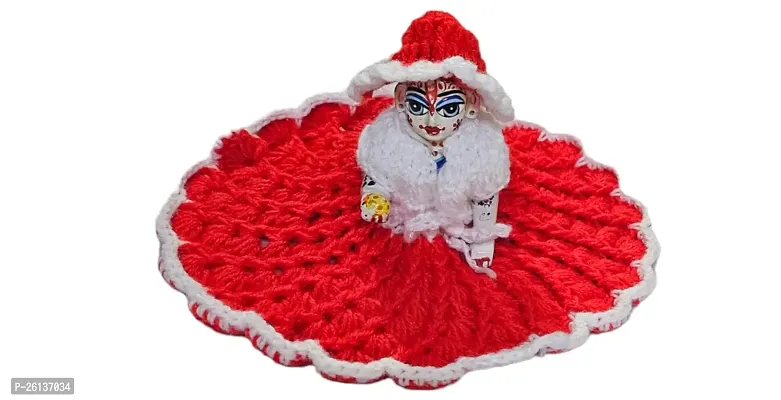 Sid pari saller Laddu Gopal Ji Handmade Woolen Dress with Cap Red Colore  Size (0,1)-thumb0