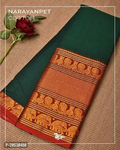 Pure Narayanpet Hand woven Merserised Cotton saree with rich border