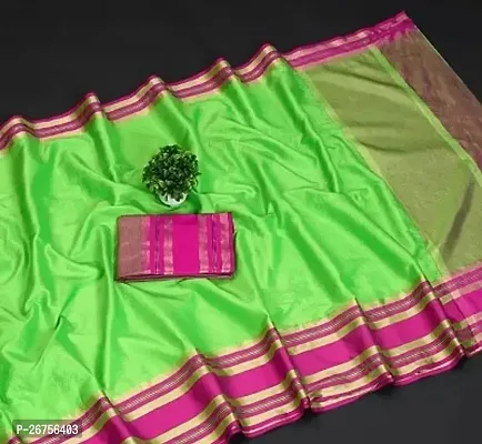 Classic Cotton Silk Saree with Blouse piece for women-thumb0