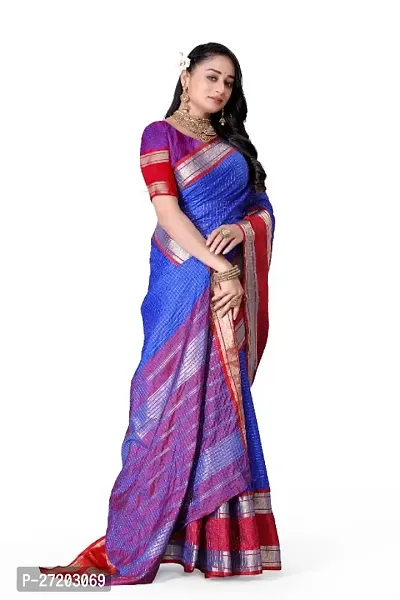 Designer Organza Cotton Silk saree With Unstitched Blouse Indian Ethnic Saree For Women-thumb2