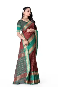 Designer Organza Cotton Silk saree With Unstitched Blouse Indian Ethnic Saree For Women-thumb1