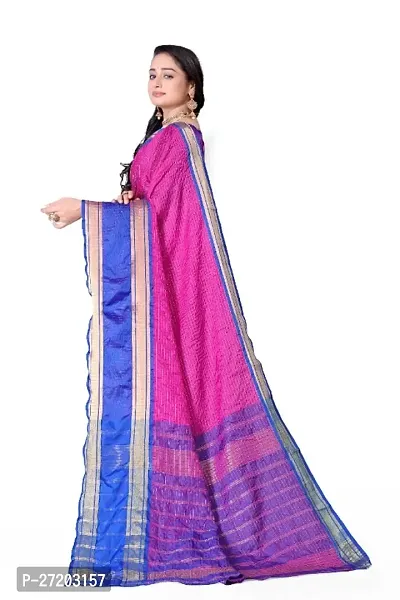 Designer Organza Cotton Silk saree With Unstitched Blouse Indian Ethnic Saree For Women-thumb3