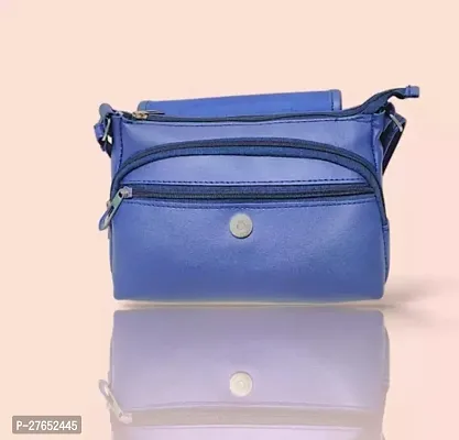 Stylish Blue PU  Sling Bags For Women-thumb0