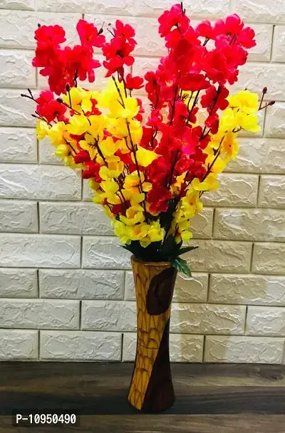 Petalshue Artificial Red & Yellow Blossom Flower Bunch for Home Decor Office | Artificial Flower Bunches for Vases 18 Sticks | Vase Not Included |-thumb0