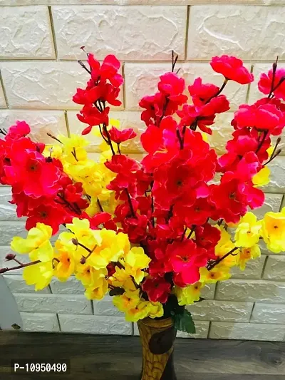 Petalshue Artificial Red & Yellow Blossom Flower Bunch for Home Decor Office | Artificial Flower Bunches for Vases 18 Sticks | Vase Not Included |-thumb2