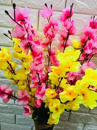 Petalshue Artificial Pink  Yellow Blossom Flower Bunch for Home Decor Office | Artificial Flower Bunches for Vases-thumb2