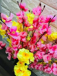 Petalshue Artificial Pink  Yellow Blossom Flower Bunch for Home Decor Office | Artificial Flower Bunches for Vases-thumb3