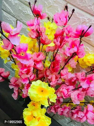 Petalshue Artificial Pink  Yellow Blossom Flower Bunch for Home Decor Office | Artificial Flower Bunches for Vases-thumb4