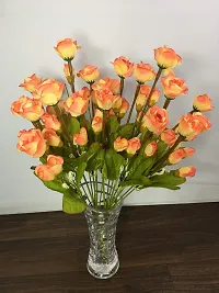 Petalshue Artificial Flowers for Home Decoration Rose Bunch Orange, 2 Pieces Pack of Two (Combo) Dry Cut Finish Bunch | VASE NOT Included|-thumb4