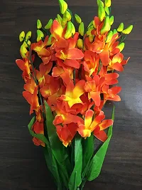 Petalshue Artificial Orange Orchid Flower Bunch for Home Decoration | Living Room | Drawing Room ( 10 Sticks )-thumb4