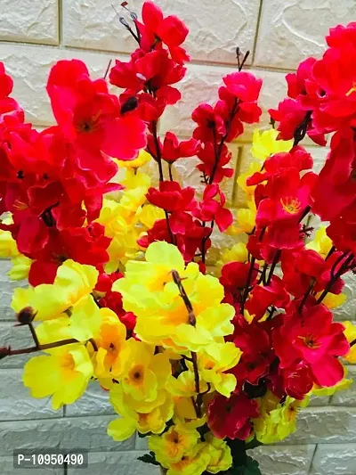 Petalshue Artificial Red & Yellow Blossom Flower Bunch for Home Decor Office | Artificial Flower Bunches for Vases 18 Sticks | Vase Not Included |-thumb3