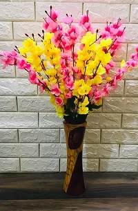 Petalshue Artificial Pink  Yellow Blossom Flower Bunch for Home Decor Office | Artificial Flower Bunches for Vases-thumb1