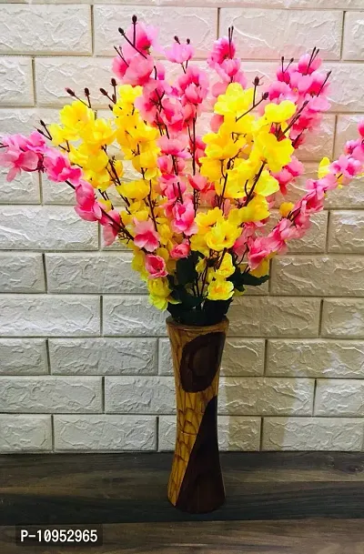 Petalshue Artificial Pink  Yellow Blossom Flower Bunch for Home Decor Office | Artificial Flower Bunches for Vases-thumb2