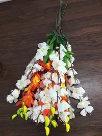 Petalshue Artificial White Blossom 9 Sticks Bunch & Orange Orchid Flower 5 Stems for Home Decor Office | Artificial Flower Bunches for Vases [ VASE NOT Included ]-thumb4