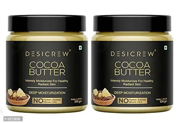 Desicrew Pure Organic Cocoa Butter For Stretch Marks & Daily Moisturising Pack of 2 jar 200 gm