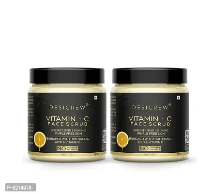 Desicrew Vitamin- C Face Scrub Tan Removal Repair Damage Caused By Sun Acne And Pimples Scrub (200 g)