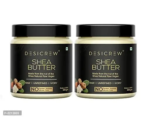 Desicrew Pure Organic Ivory Shea Butter | Raw | Unrefined | African | Great For Face, Skin, Body & Lips Pack of 2 Jar 200 gm