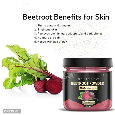 DESICREW Natural & Pure BeetRoot Powder For Healty Pinkish Skin & Rosy Cheeks, Glowing & Shiny Skin Face Pack 100 GM-thumb2