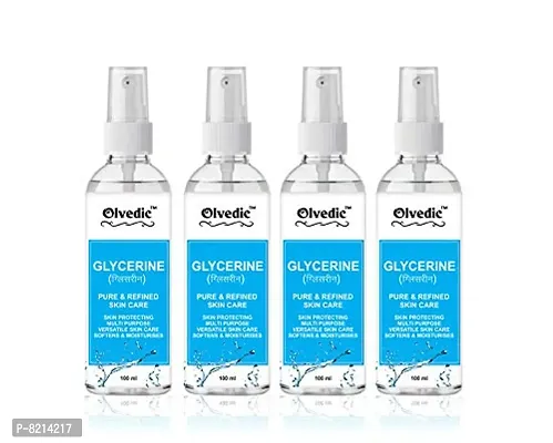 Olvedic Pure & Natural Glycerine for Beauty and Skin Care- Pack of 4 (100 ml Each)