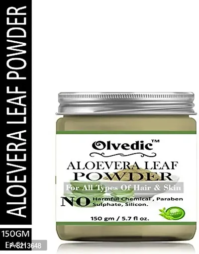 Olvedic 100 % Pure Organic Aloe Vera Leaf Powder For Hair & Skin Care -(150 gm)-thumb0