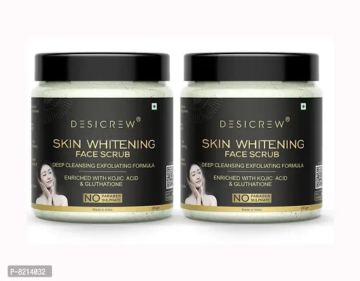 Desicrew Skin Whitening Facial Scrub Skin Brightning Deep Cleansing & Exfoliating Formula Scrub (200 g)