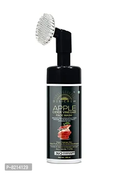 Desicrew Organic Apple Cider Vinegar Foaming with Built-In Face Brush for deep cleansing - No Parabens, Silicones Skin Brightning & Lightning For all skin types- Foaming Face Wash (100 ml)