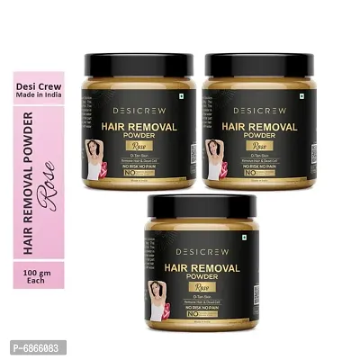 Desi Crew 100 % Pure Hair Removal Powder (Rose Fragrance ) For Underarms, Hand, Legs  Bikini Line  Men  Women 300 gm