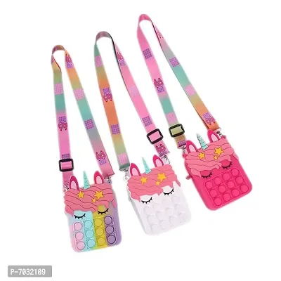 Pop It Bag Unicorn Sling Bag Crossbody Bag for Kids, Pop It Bag for Girls, Pop It Fidget Toy Shoulder Bag, Fidget Purse for Kids Stress Relief Toys, Multicolor Random Collection Pack of 3-thumb0