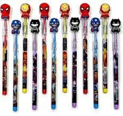 kidzify 6 Pcs Superheroes Stacker Pencil set Navratri Gifts For Girls /Kanjak Gifts /Birthday Return Gifts In Bulk For Kids, Girls, Boys (Multicolour, Pack Of 6)