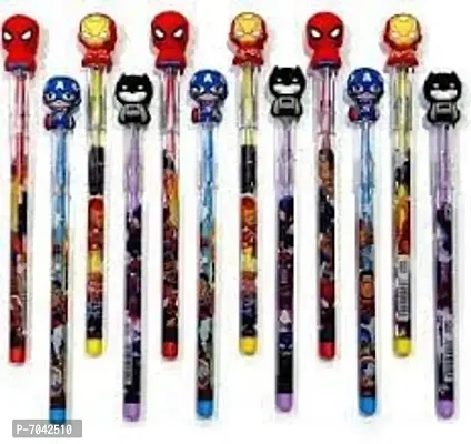 kidzify 18 Pcs Superheroes Stacker Pencil set Navratri Gifts For Girls /Kanjak Gifts /Birthday Return Gifts In Bulk For Kids, Girls, Boys (Multicolour, Pack Of 18)-thumb0