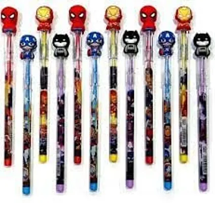 kidzify 18 Pcs Superheroes Stacker Pencil set Navratri Gifts For Girls /Kanjak Gifts /Birthday Return Gifts In Bulk For Kids, Girls, Boys (Multicolour, Pack Of 18)